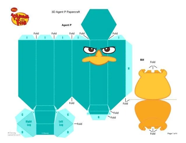 Papercraft Perry el ornitorrinco - Imagui