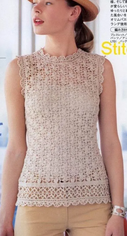 Entre fios e sonhos: Blusa de crochê com ponto de flores