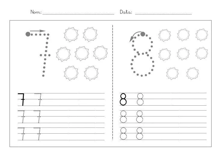 Fitxes caligrafia numeros 1 9