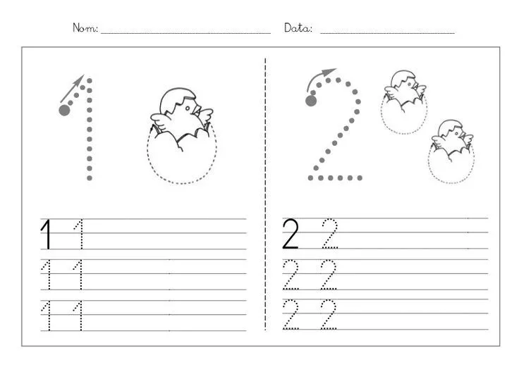 Fitxes caligrafia numeros 1 9 | Matemáticas | Pinterest