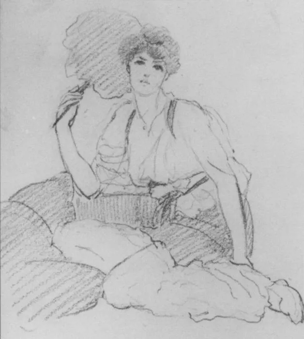 Flabellifera [estudio lápiz], dibujo de John William Godward (1861 ...