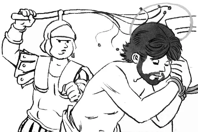 Dibujos Cristianos Para Colorear: Flagelación de Jesus para colorear