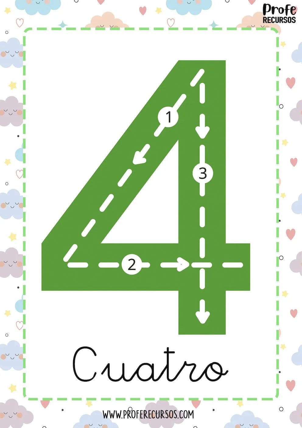 Flashcards de números del 0-9 para niños