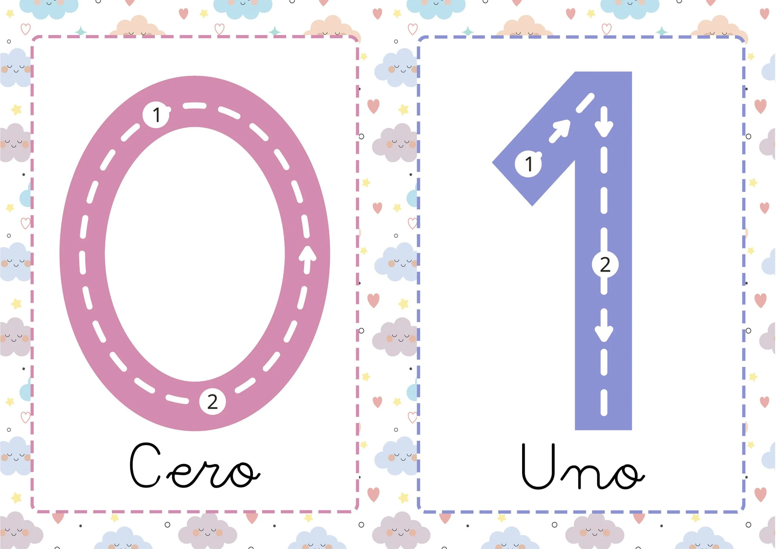 Flashcards de números del 0-9 para niños