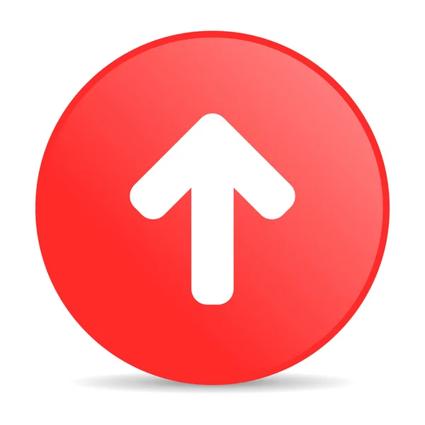Flecha arriba brillante icono de círculo rojo web — Foto stock ... Flecha arriba brillante icono de círculo rojo web — Foto stock ...