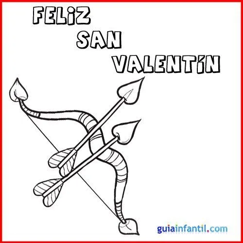 Flechas de San valentín. Tarjeta con dibujo para colorear Flechas de San valentín. Tarjeta con dibujo para colorear