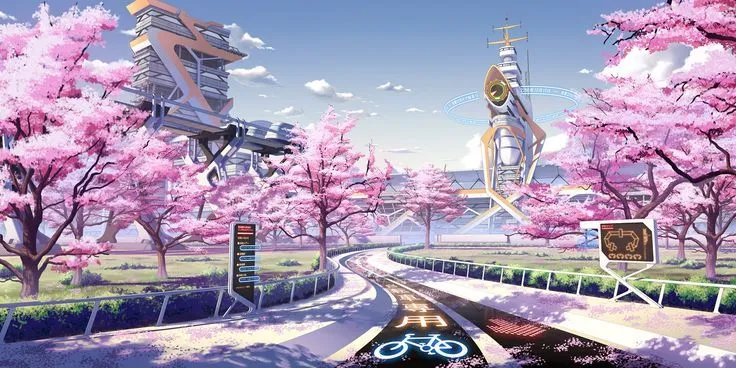 Flor de Cerezo anime en ciudad futurista. | Flor de Cerezo ... Flor de Cerezo anime en ciudad futurista. | Flor de Cerezo ...