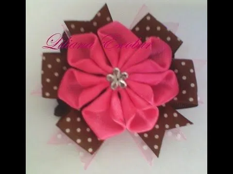 Flor en cinta raso (listón) para diadema, prendedor, hebilla - YouTube Flor en cinta raso (listón) para diadema, prendedor, hebilla - YouTube