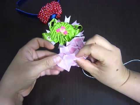 Flor cono en cinta . hair accessories No.82 - YouTube