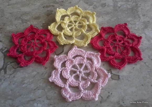 Flor de Crochê para Customizar - Unit | Artes Ana Pires | Elo7