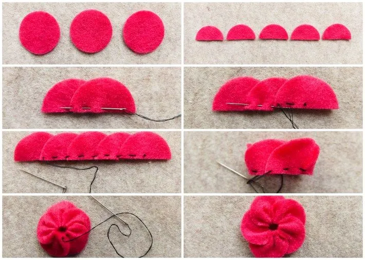 Como hacer una flor de fieltro - Imagui