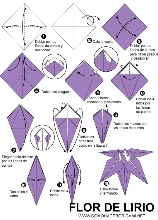 Flor de Lirio de papel - ComoHacerOrigami.net