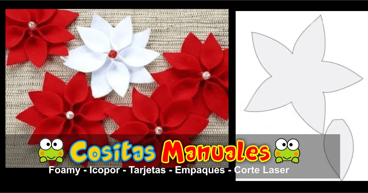 Como Hacer una Flor de Navidad en Fieltro o Foamy con molde - Lili Daza Diseño Como Hacer una Flor de Navidad en Fieltro o Foamy con molde - Lili Daza Diseño