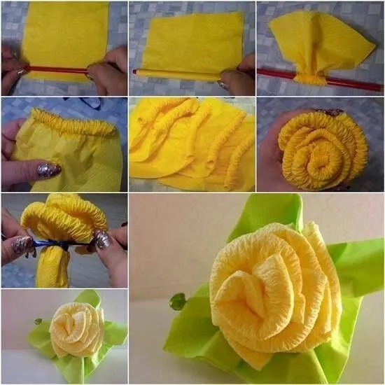 Flor de papel crepe. | Manualidades niños | Pinterest | Crepes