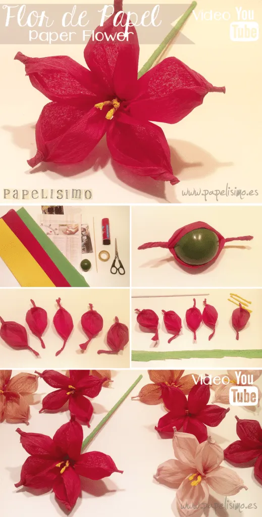 Flor de papel con papel de seda o crespón | Papelisimo Flor de papel con papel de seda o crespón | Papelisimo