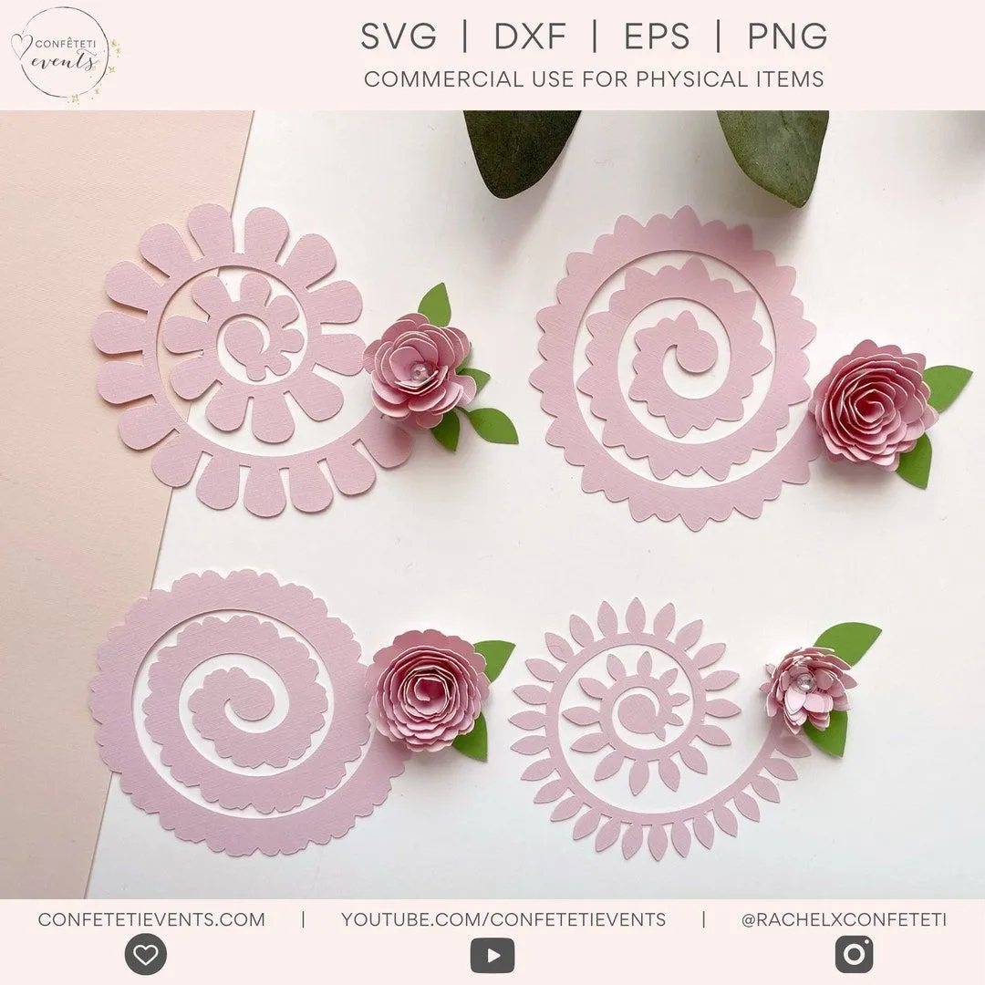 Flor de papel SVG Flor enrollada SVG Plantilla de flor de - Etsy México Flor de papel SVG Flor enrollada SVG Plantilla de flor de - Etsy México
