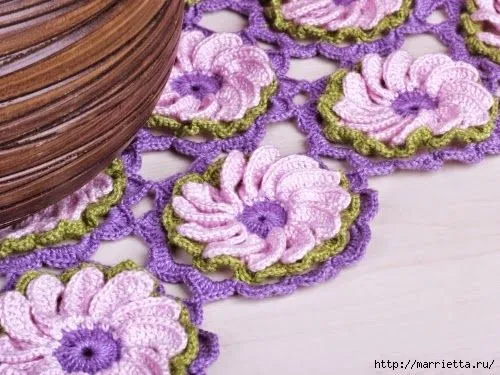 Flor tejida al crochet con diagrama | Crochet y Dos agujas Flor tejida al crochet con diagrama | Crochet y Dos agujas