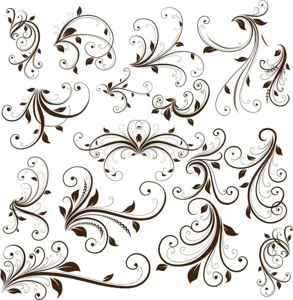 Floral Decorativo Elemento gráfico vectorial Vector floral ...