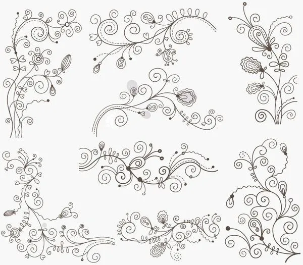 Floral elementos decorativos gráfico vectorial Vector floral ... Floral elementos decorativos gráfico vectorial Vector floral ...