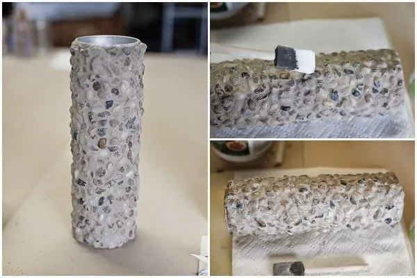 Cómo hacer un florero con piedras reciclando un tubo de cartón ... Cómo hacer un florero con piedras reciclando un tubo de cartón ...