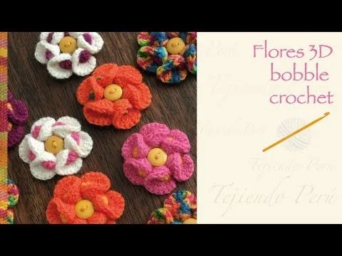 Flores 3D bobble crochet / English subtitles: Bobble crochet 3D ... Flores 3D bobble crochet / English subtitles: Bobble crochet 3D ...