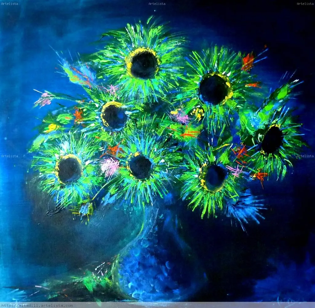 flores azules Isabel ALTADILL- Artelista.com