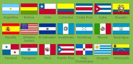 Banderas hispanas con nombres en español