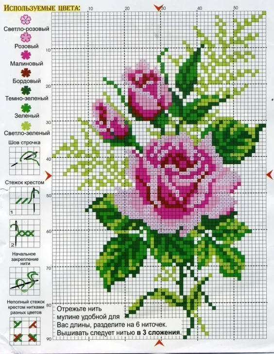 Flores para bordar en punto de cruz Más Más | Punto de cruz ...