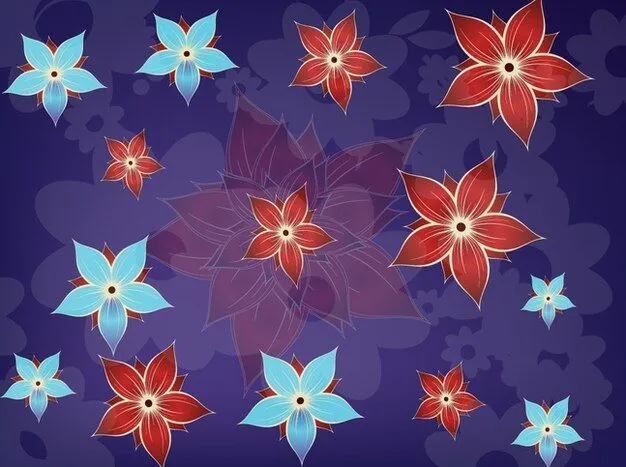 Flores de color azul y rojo sobre fondo oscuro | Descargar ...