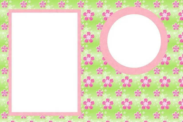 Flores com Fundo Rosa e Verde - Kit Completo com molduras para ... Flores com Fundo Rosa e Verde - Kit Completo com molduras para ...