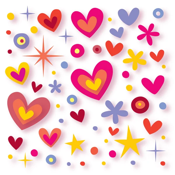 Flores corazones estrellas fondo transparente — Vector stock ...