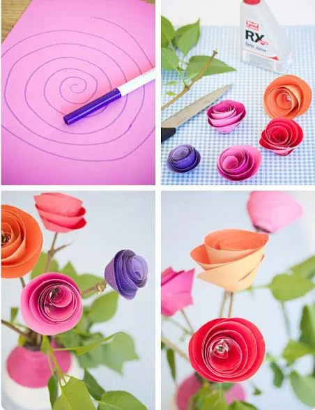Flores Decorativas con Papel Cartulina de Colores | Mundo Manualidades Flores Decorativas con Papel Cartulina de Colores | Mundo Manualidades