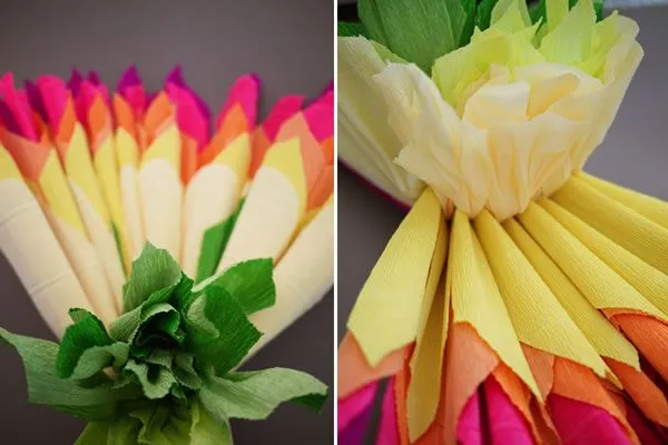 Flores decorativas con papel crepé - Guía de MANUALIDADES