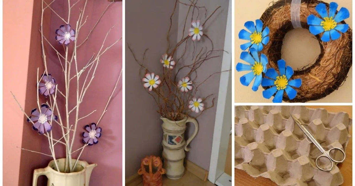 Flores decorativos con cartones de huevo para ponerlos en jarrones ~ Solountip.com Flores decorativos con cartones de huevo para ponerlos en jarrones ~ Solountip.com