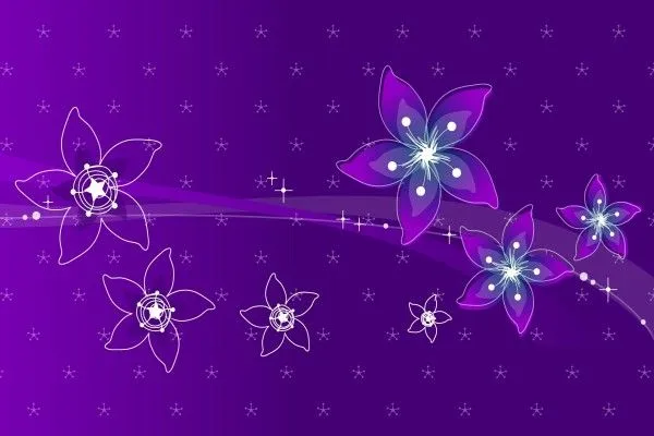 Flores de diversos tamaños en un fondo púrpura (40981)