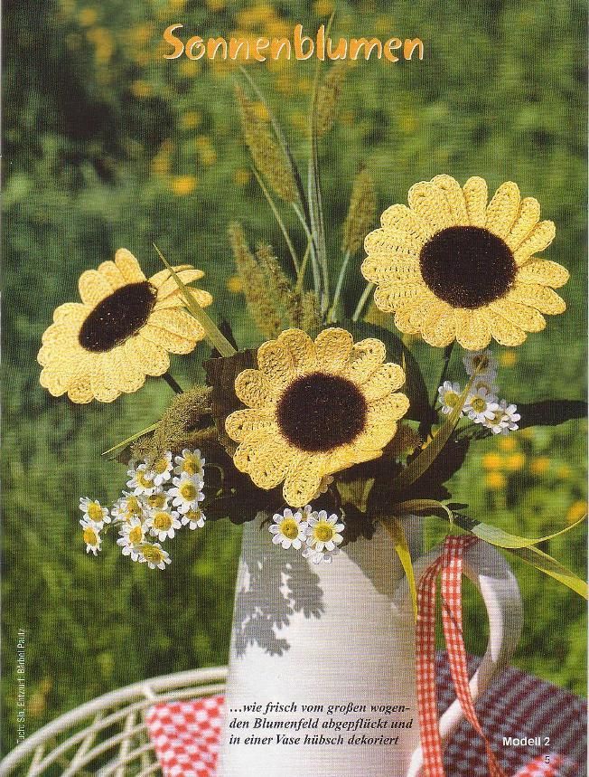 Flores de girasoles tejidas a crochet | Solountip. Flores de girasoles tejidas a crochet | Solountip.