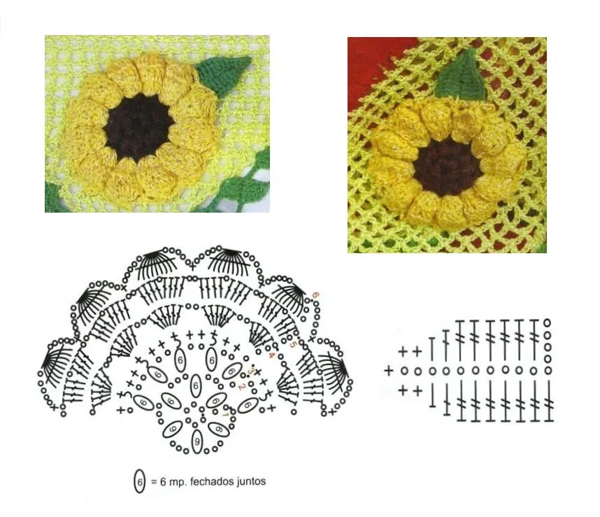 Flores de girasoles tejidas a crochet | Solountip. Flores de girasoles tejidas a crochet | Solountip.