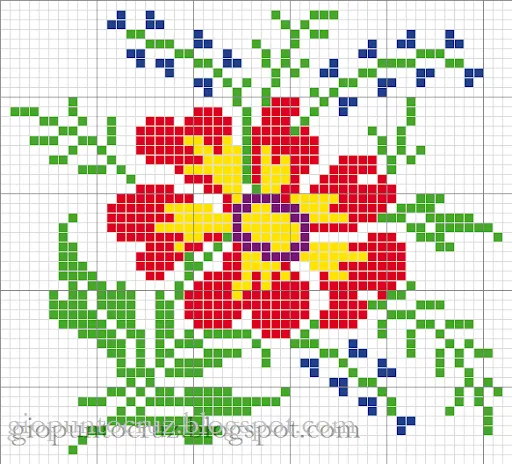 Flores infantiles a punto de cruz - Imagui