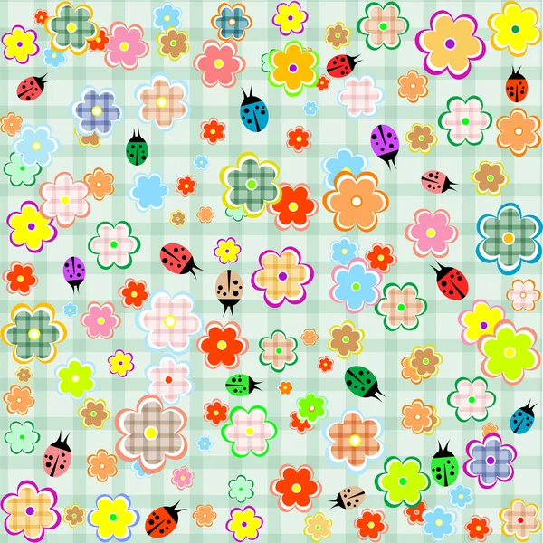 Flores e joaninhas fundo sem emenda — Vetor de Stock © fotoscool ... Flores e joaninhas fundo sem emenda — Vetor de Stock © fotoscool ...