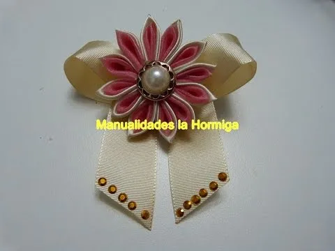 flores kanzashi con cinta gross y organza para decorar moños ...