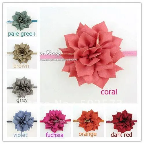 Dos tono kanzashi flores de tela fina sobre cintas elásticas ... Dos tono kanzashi flores de tela fina sobre cintas elásticas ...