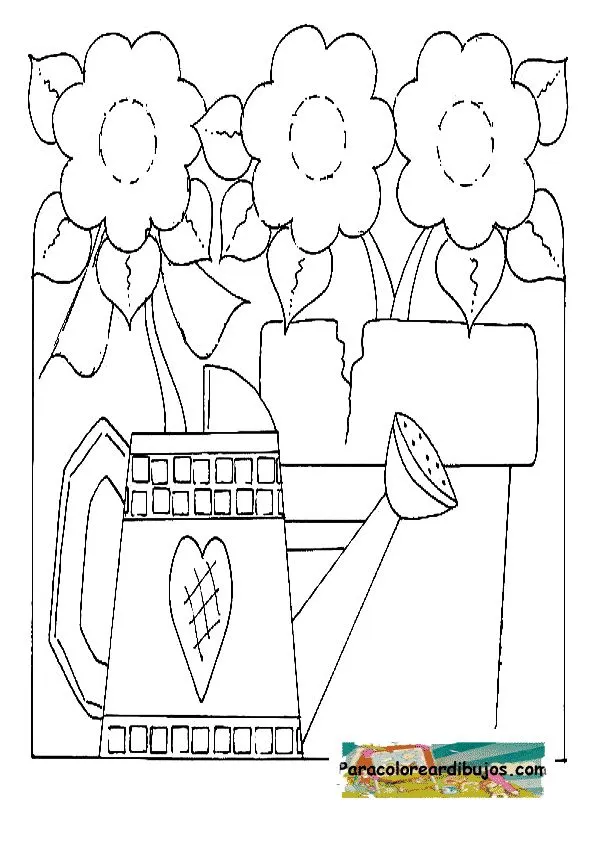 flores en maceta para colorear | Colorear dibujos