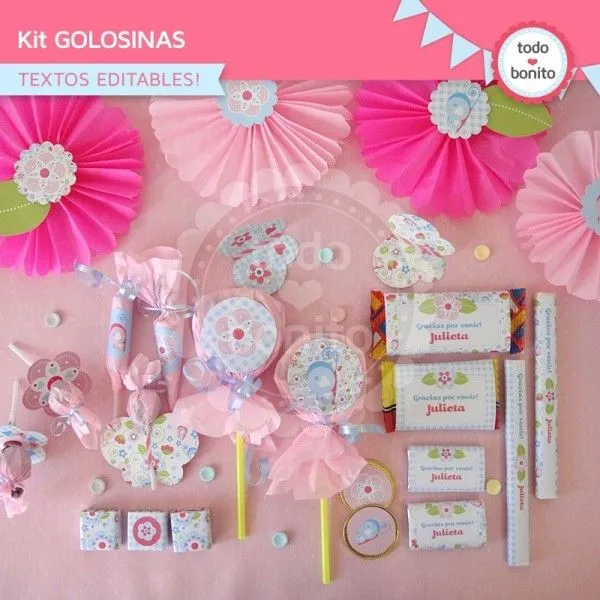 Flores y mariposas: kit etiquetas de golosinas - Todo Bonito