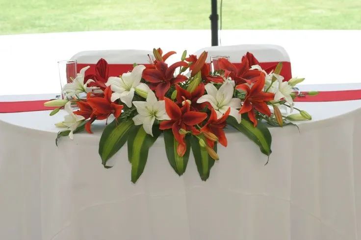 Flores de mesa de los novios en rojo y blanco www ...