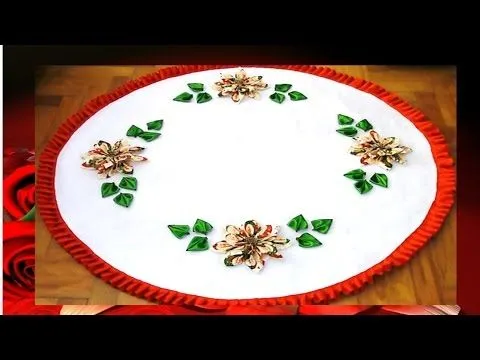 Flores Navideñas Pie de árbol Kanzashi en Cintas - YouTube