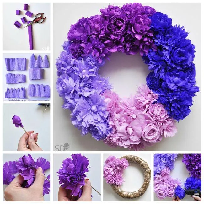 Como hacer flores de papel de seda para topiarios - Imagui