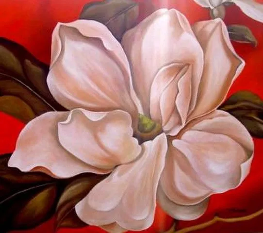 Flores pintadas acrílico lienzo | Bodegones y Paisajes Cuadros al Óleo