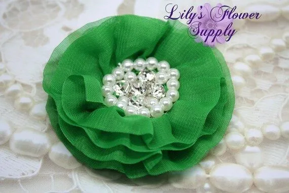 Flores de tela parisina verde Navidad tela por LilysFlowerSupply