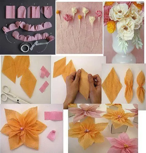 Flores de Tela. Paso a paso. Lazos. Cintas. Moños. | Ideas | Pinterest