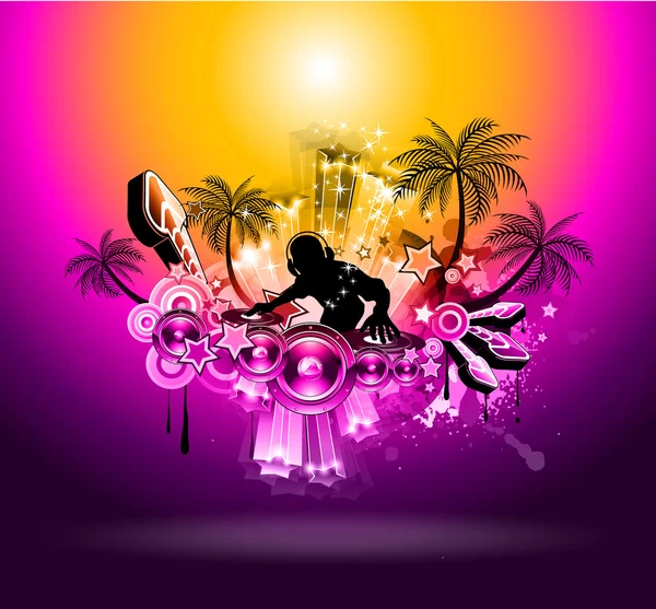 Flyer discoteca fiesta de la música al atardecer tropical — Vector ... Flyer discoteca fiesta de la música al atardecer tropical — Vector ...